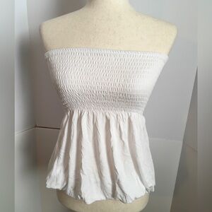 Lascana White Strapless Smocked Peplum Top - Women